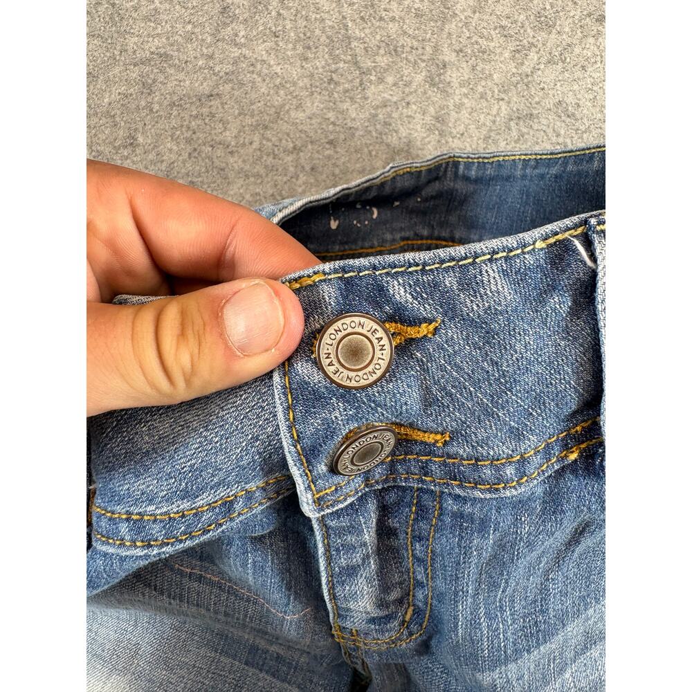 Vintage 90s London Jean Denim Cropped Capri Jeans Womens 6 Blue Distressed Faded - Picture 4 of 7